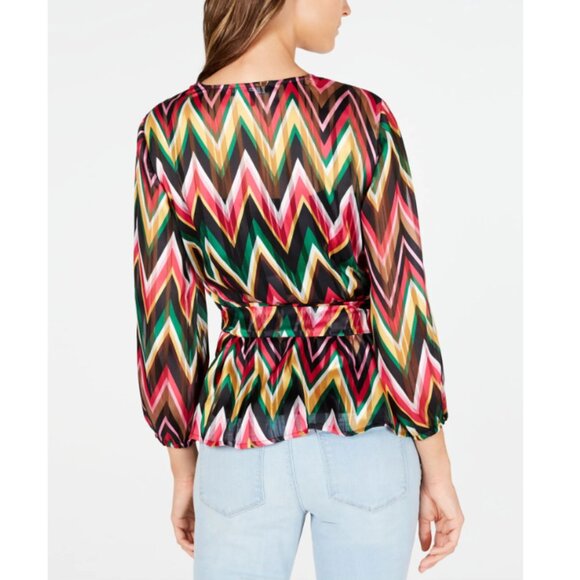 Inc International Concepts Chevron Faux Wrap Top S - Picture 2 of 9